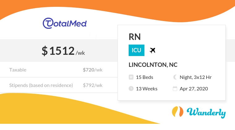 Wanderly Travel Nurse Jobs, ICU, Lincolnton NC