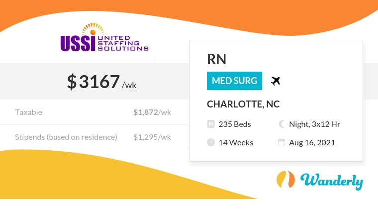 Wanderly Travel Nurse Jobs, Med Surg, Charlotte NC