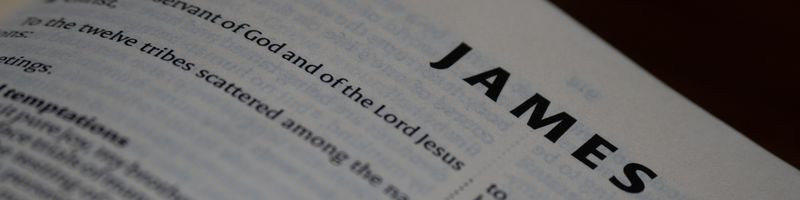 Detailed image of the Book of James from the New Testament with visible text.