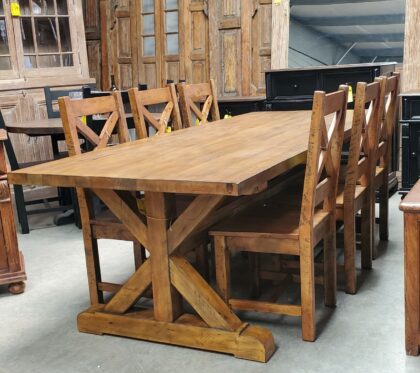 X Base Pine Dining Set