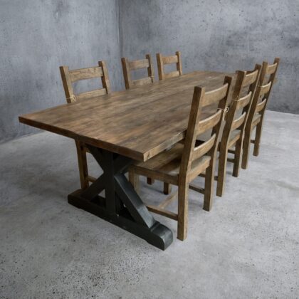 9 PC X-Base Oak Top Dining Set