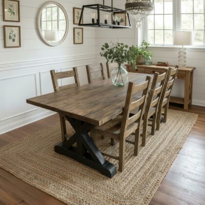 9 PC X-Base Oak Top Dining Set
