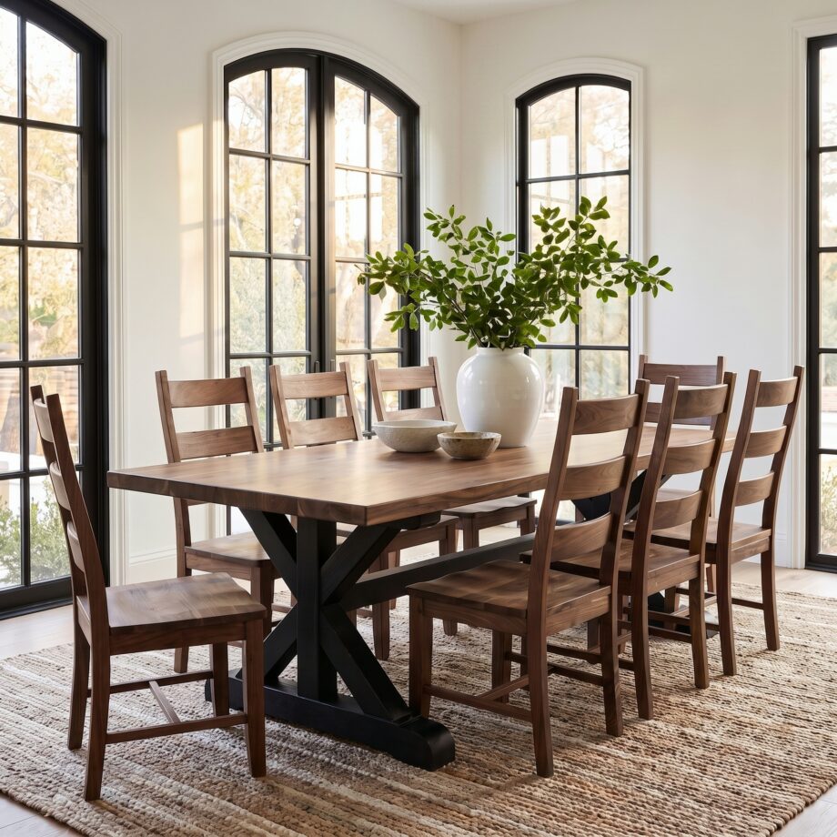 8' Walnut Top Dining Set