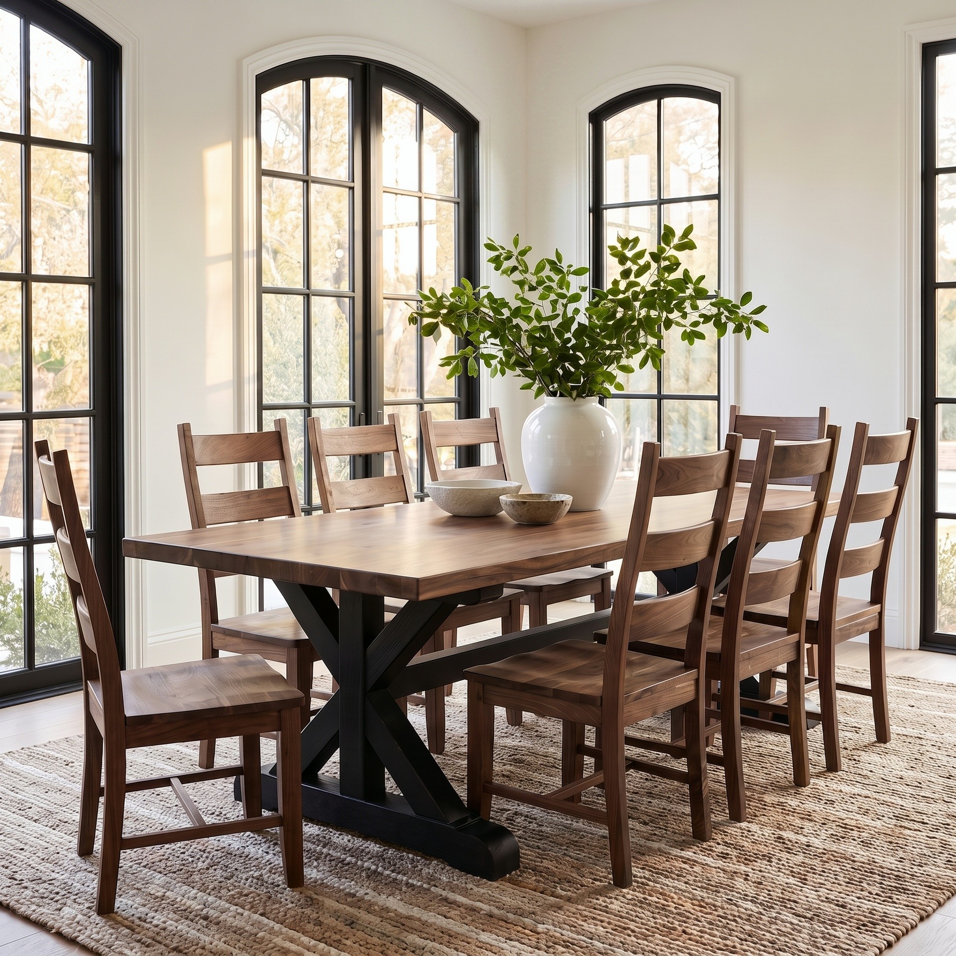 8' Walnut Top Dining Set
