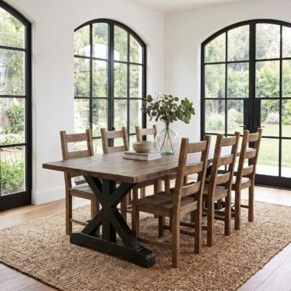 9 PC X-Base Oak Top Dining Set