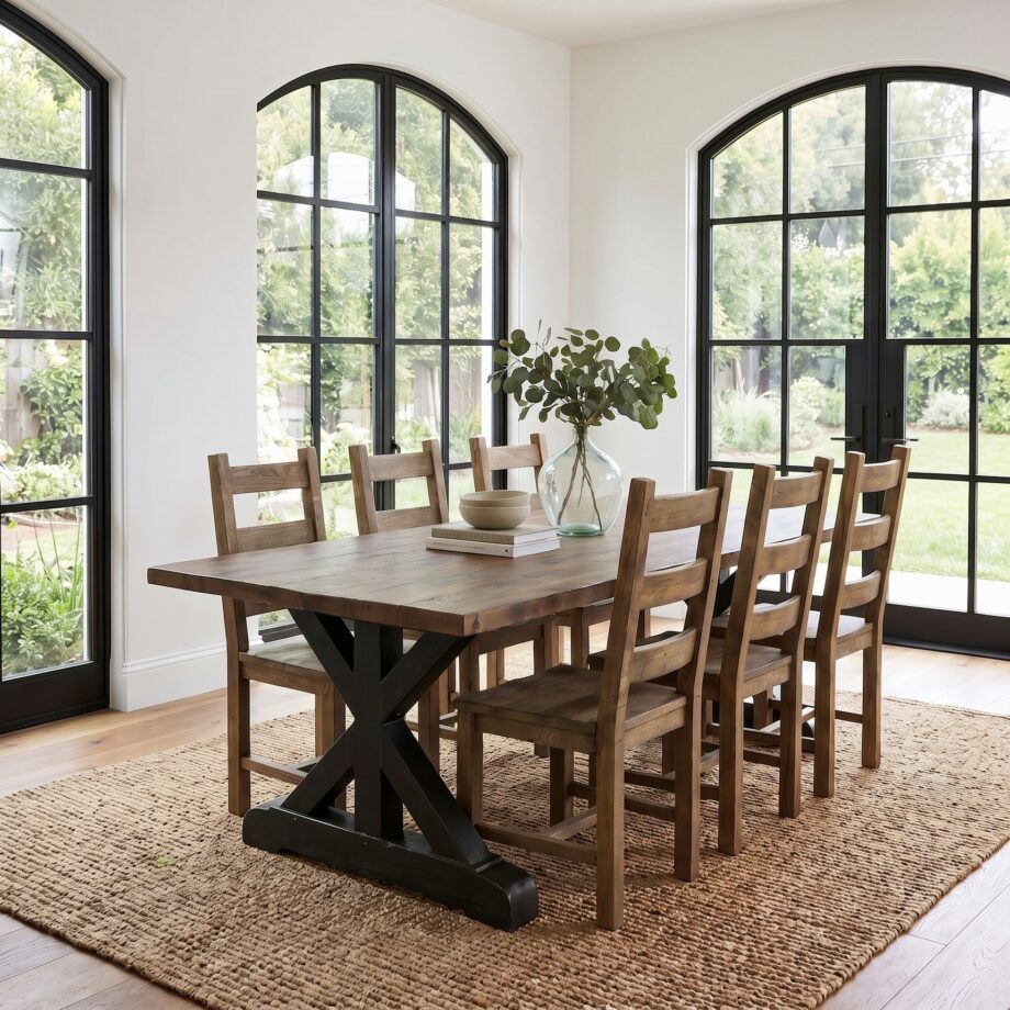 9 PC X-Base Oak Top Dining Set