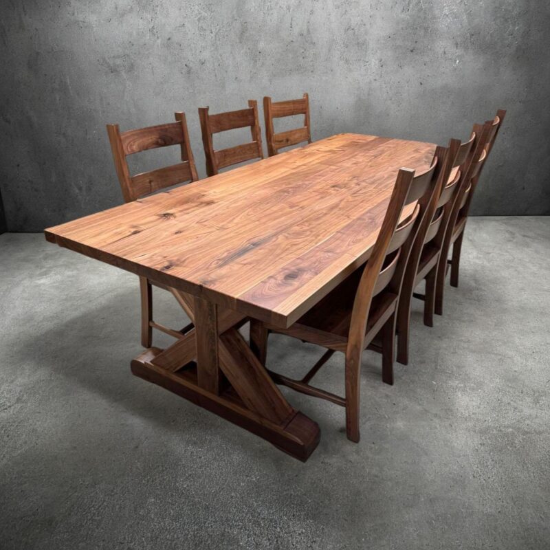 Solid Walnut X-Base Dining Set