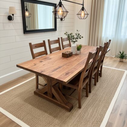 Solid Walnut X-Base Dining Set