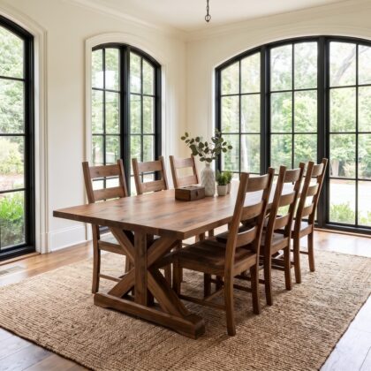 Solid Walnut X-Base Dining Set