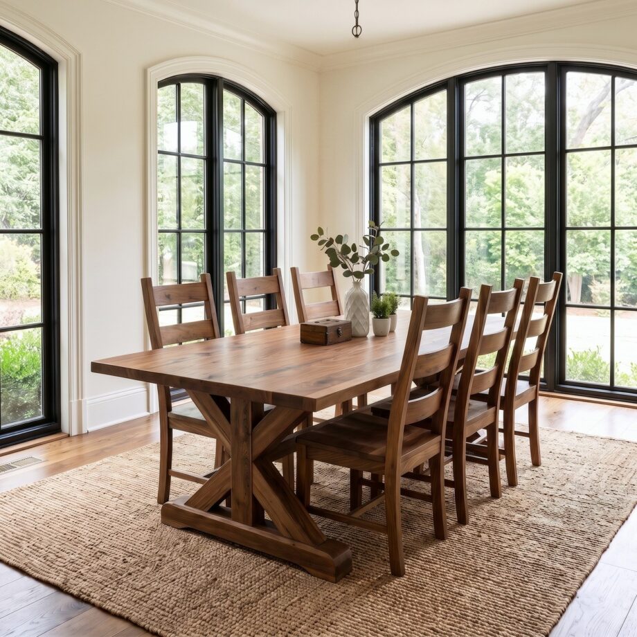 Solid Walnut X-Base Dining Set