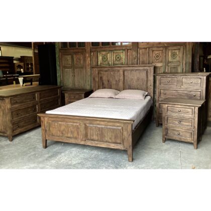 Ames 4 PC Bedroom Set - Distressed Brown