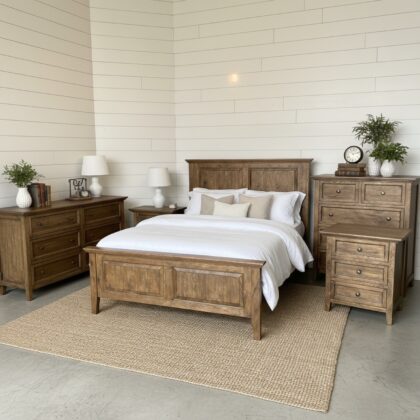 Ames 4 PC Bedroom Set - Distressed Brown