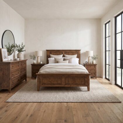 Ames 4 Piece Bedroom Set - Distressed Brown