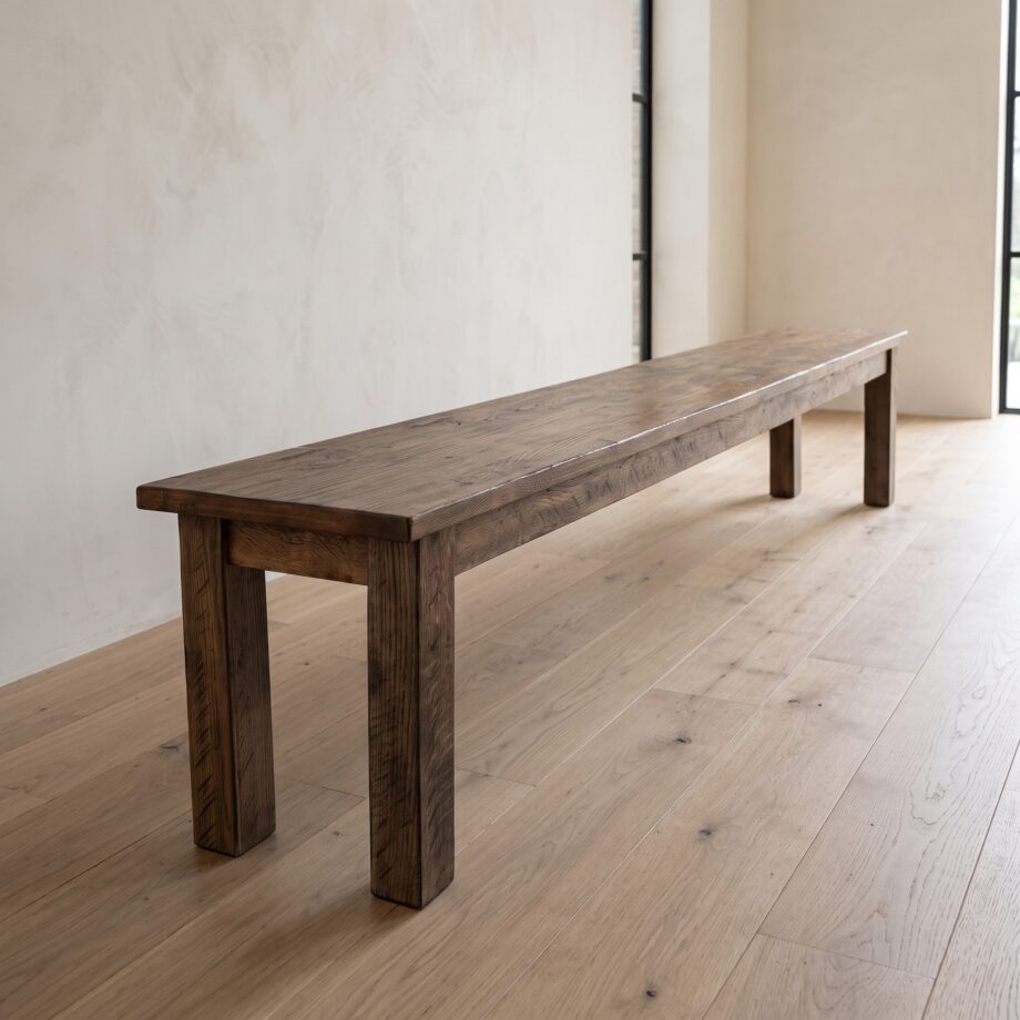 8' Oak Block Leg Bench