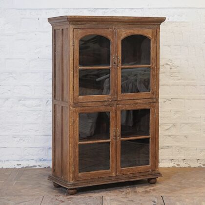 Antique Four Door Glass Front Cabinet