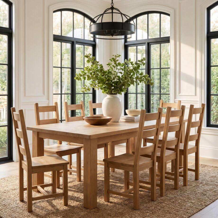Dakota 7′ Oak Dining Set Rhone