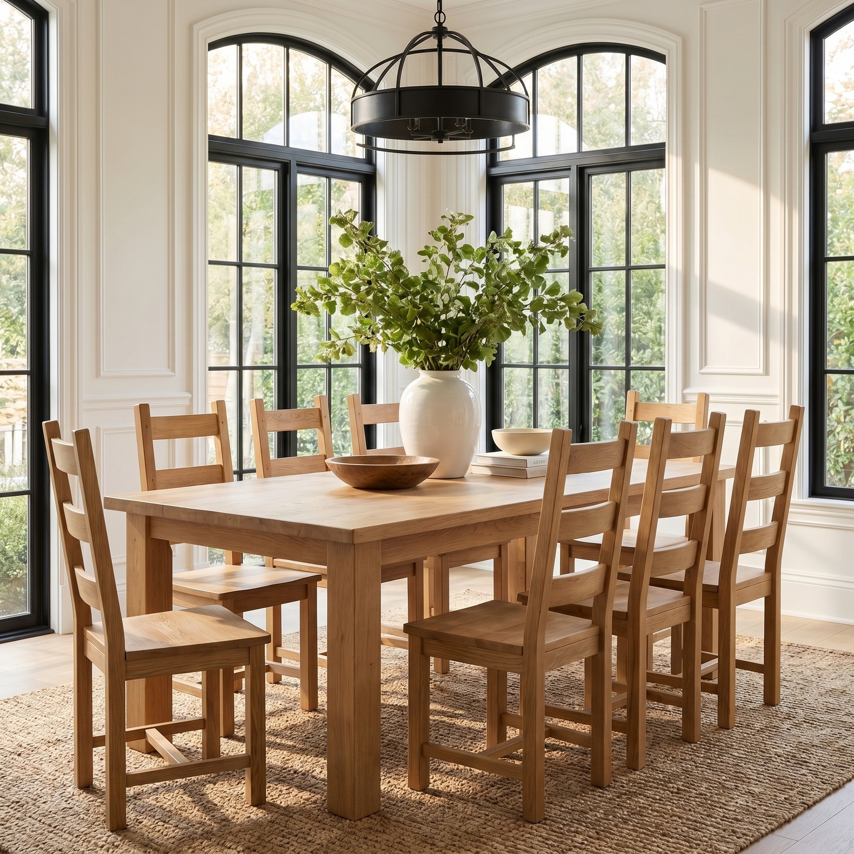 Dakota 7′ Oak Dining Set Rhone