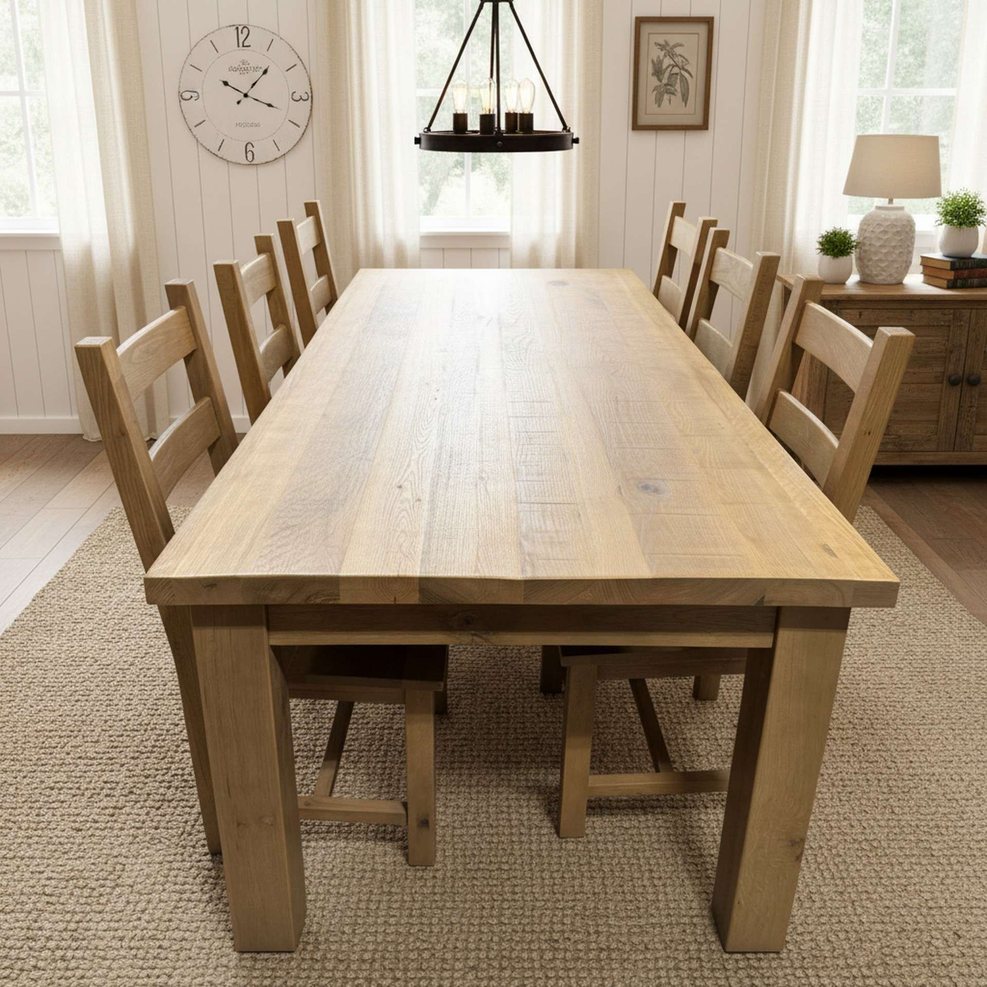 Dakota 7′ Oak Dining Set Rhone