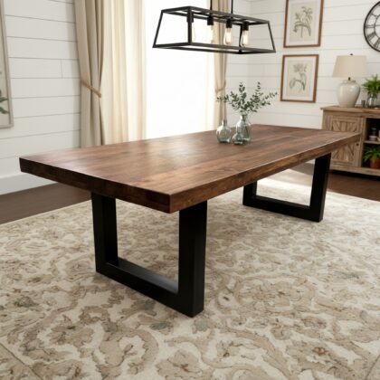 Walnut Top, Metal Base Table