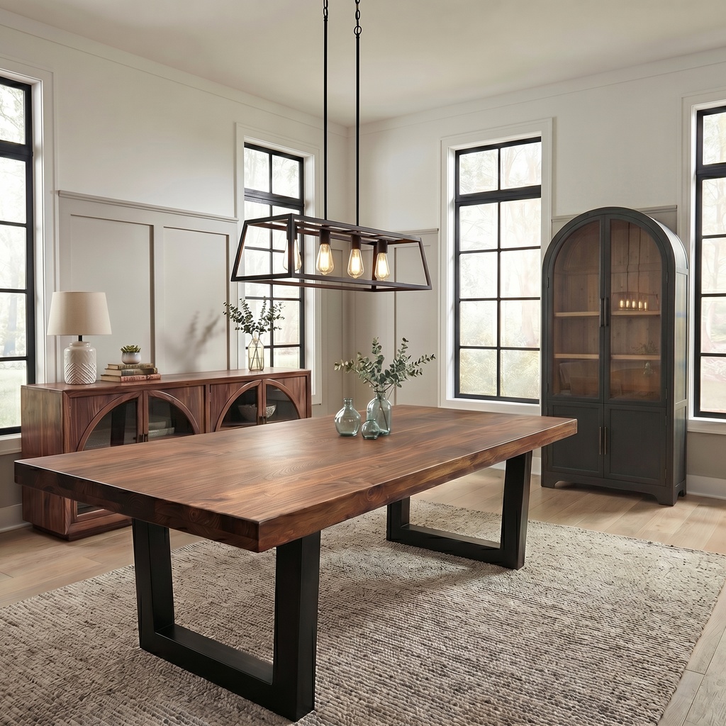 Walnut Top, Metal Base Table - Image 2