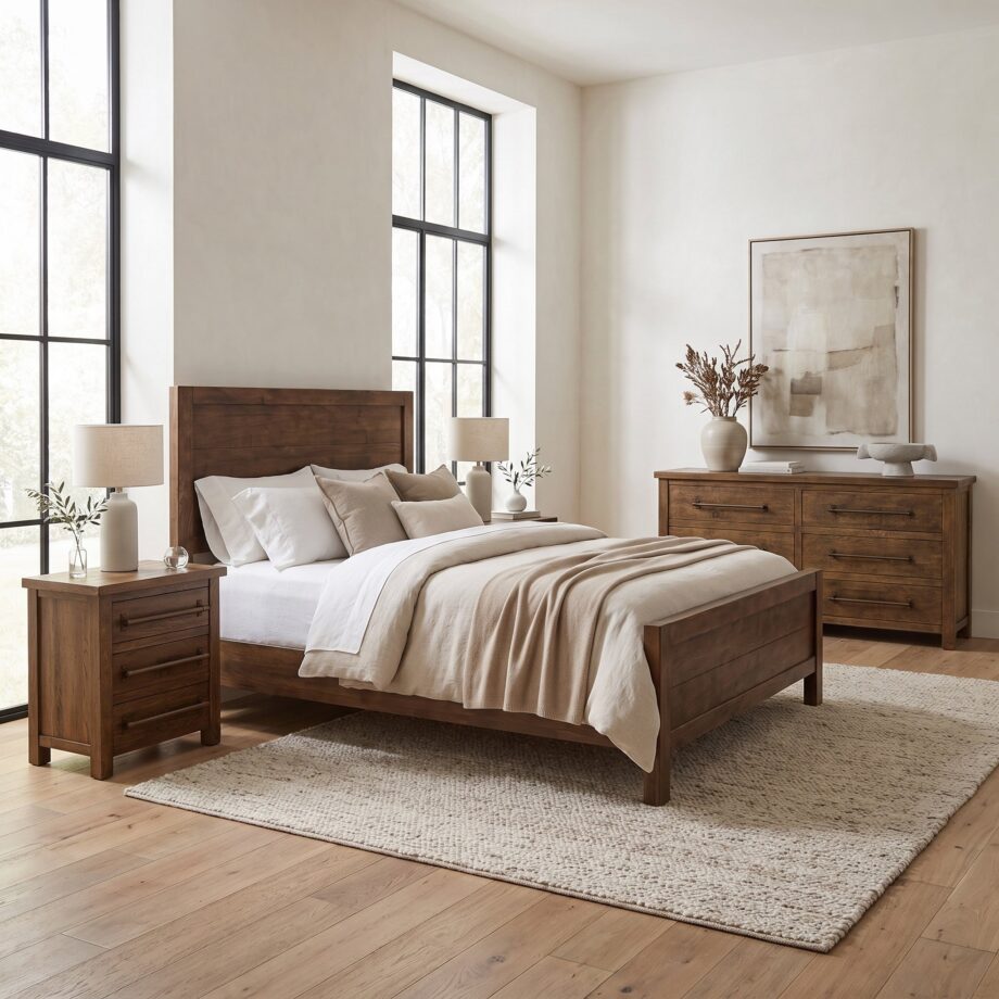 Brixton 4 Piece Bedroom Set- Distressed Brown