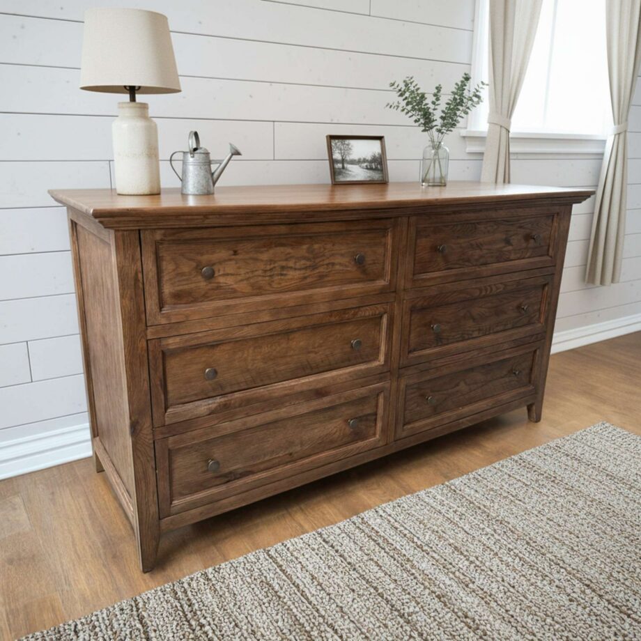 Ames Six Drawer Dresser Distressed Brown