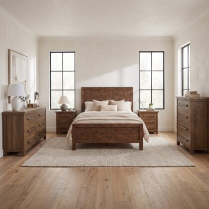 Brixton 5 Piece Bedroom Set- Distressed Brown