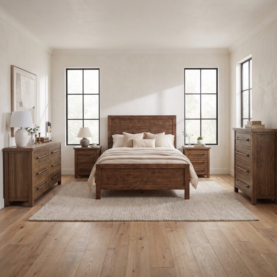 Brixton 5 Piece Bedroom Set- Distressed Brown