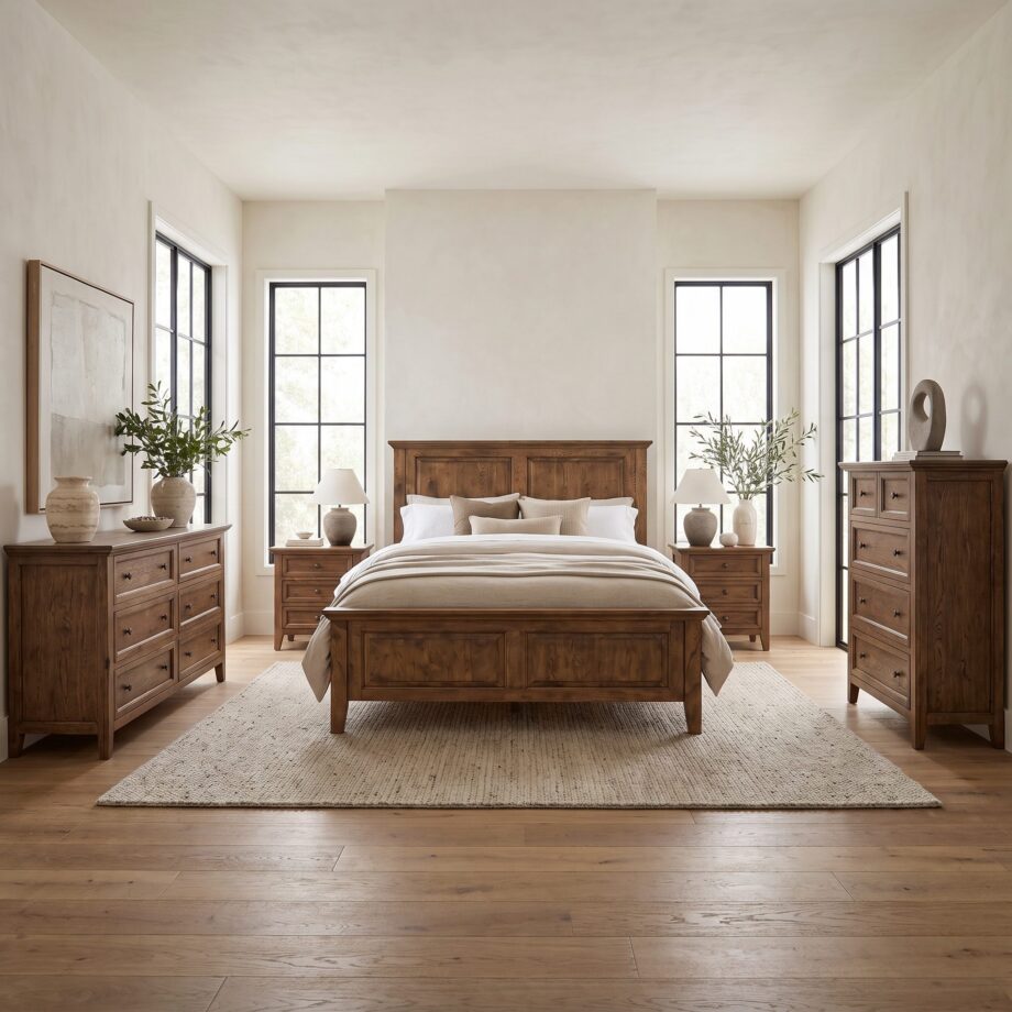 Ames Bedroom Set - Distressed Brown