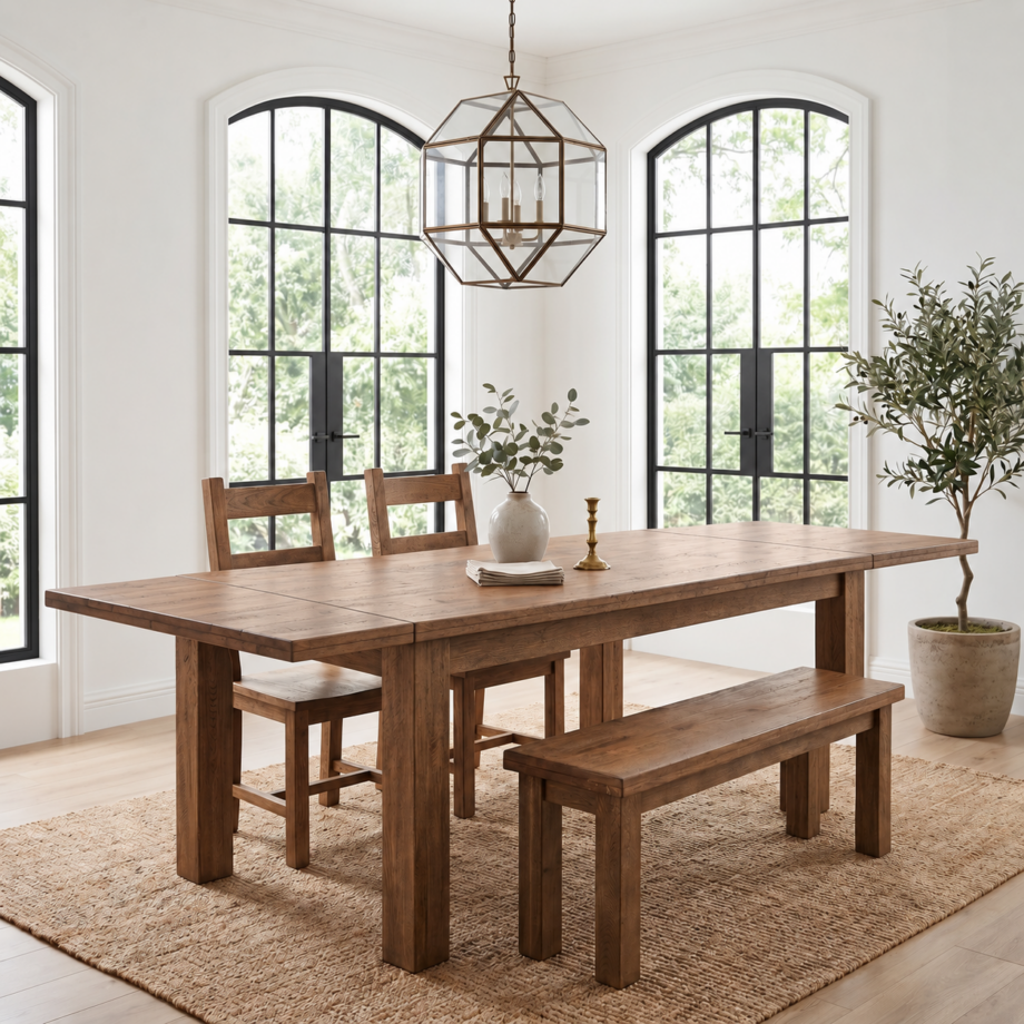5′ Dakota Extension Dining Set- Distressed Brown