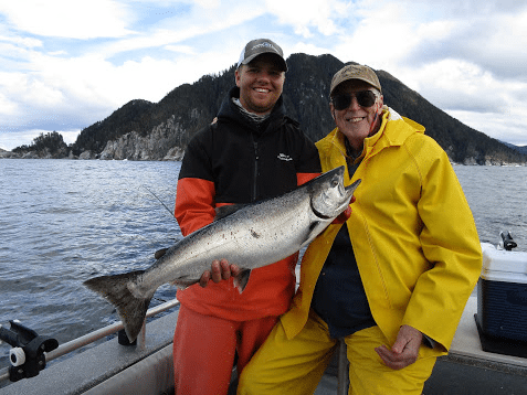 Dick Glassburn with deckhand Collin. Dick has fished with AU for over 20 years, often coming up twice a year.