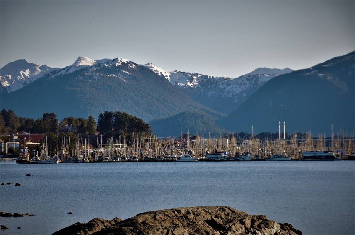 Harbor with mountains behind in Sitka