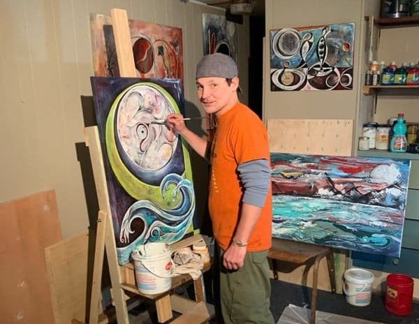 Captain DJ Painting in his Studio