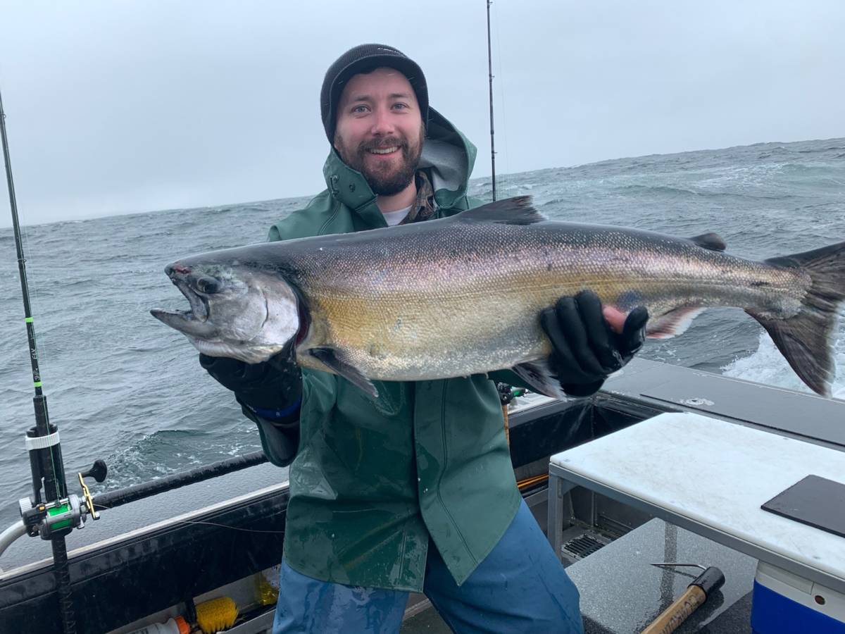 Thomas Kraft catches King Salmon in Sitka, AK with Angling Unlimited
