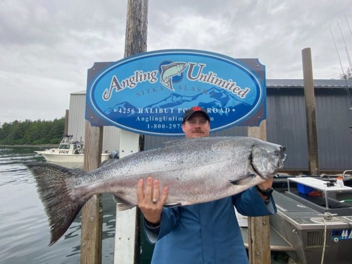 Derek Grabeklsi landed a 42 lb king with Angling Unlimited in Sitka, AK