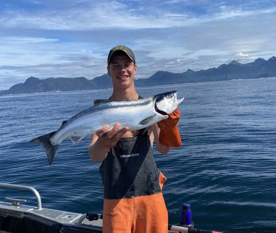 Jack McNamee with sockeye salmon