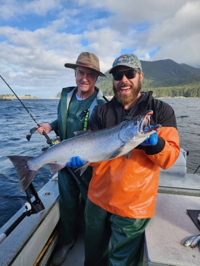 Angling Unlimited guest with Alaskan silver salmon