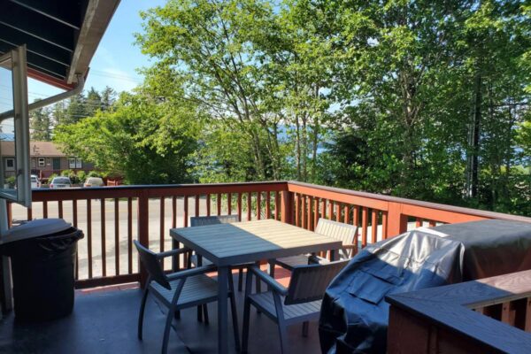 Patio of a waterview suite in Sitka, Alaska