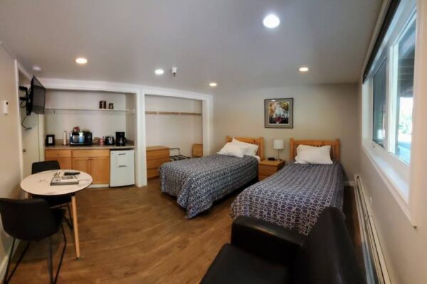 Interior of a waterview suite lodging option in Sitka, Alaska