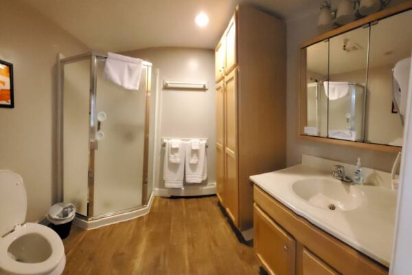 bathroom of a waterview suite lodging accommodation in Sitka, Alaska
