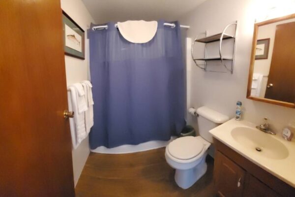 Bathroom at a waterview suite in Sitka, Alaska