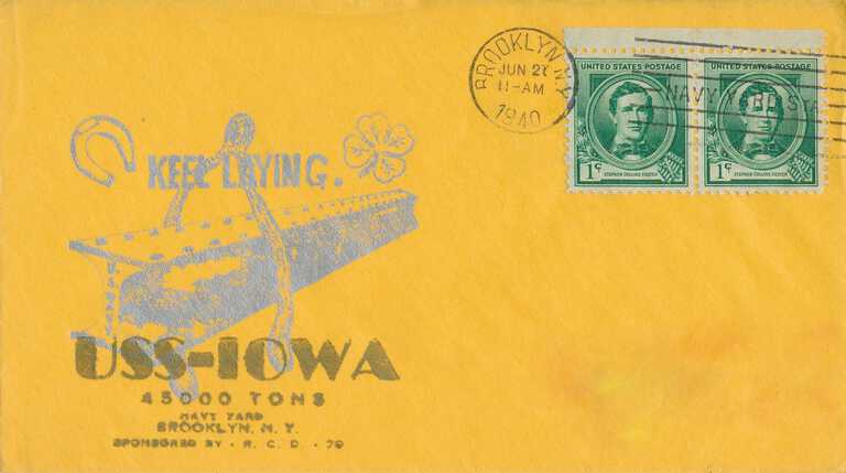 USS Iowa postal cover of keel laying - June 21, 1940. picture number 1