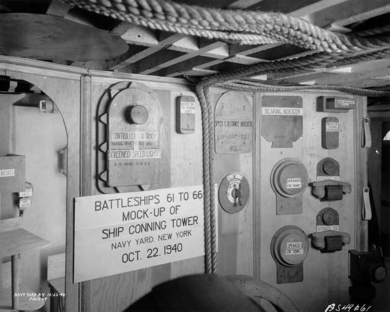 Iowa Class BB-61 through BB-66 builders mock-up of the conning tower - October 22, 1940 - F1111C49 picture number 1