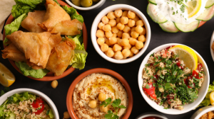 Classic Middle Eastern Dishes Featuring Meats and Vegetarian Mezze”