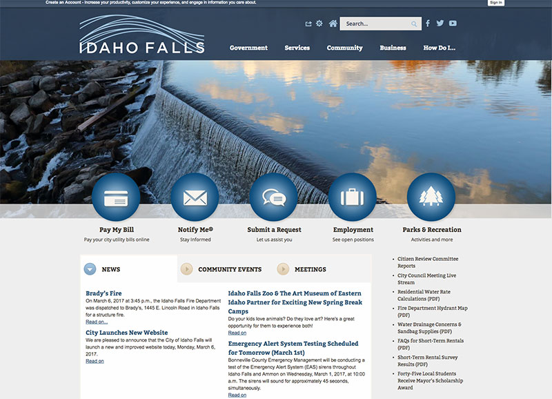 idaho falls website screenshot