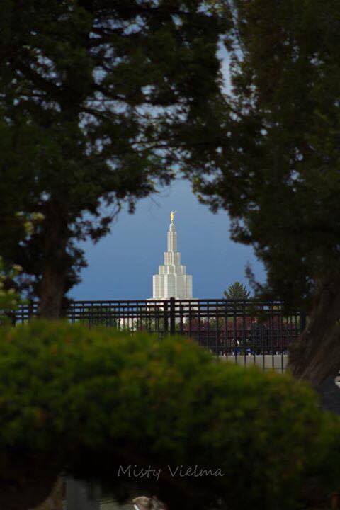 Misty Vielma. A shot of the Idaho falls temple from friendship garden.May 27 2017