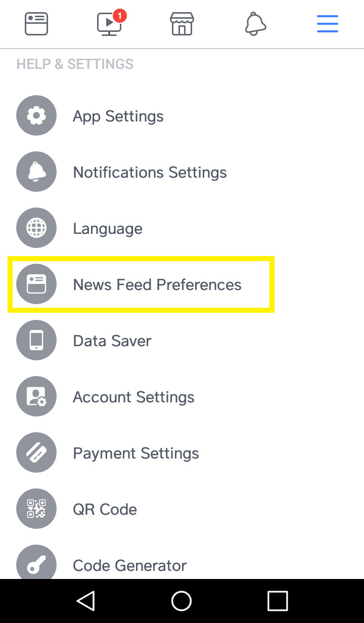 android news feed preferences