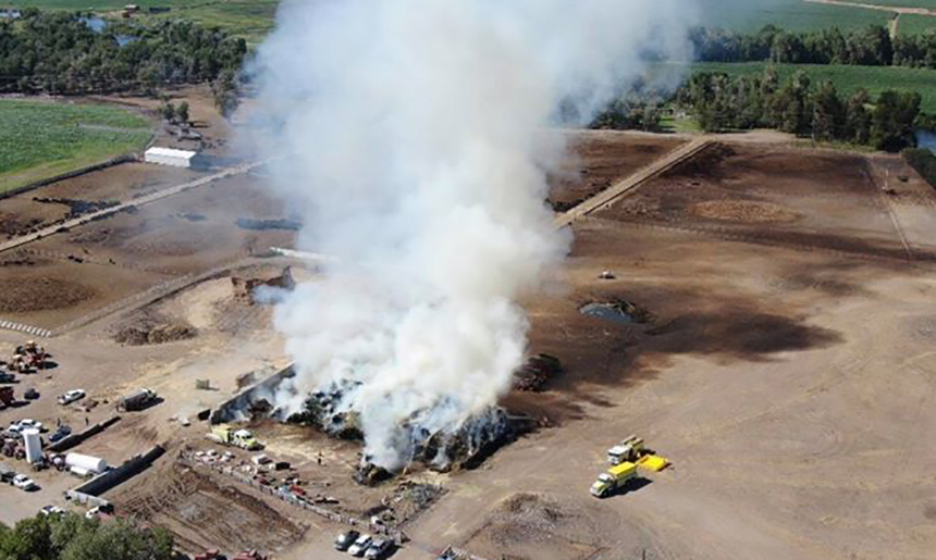 Fire burning in massive haystack near Rigby - East Idaho News