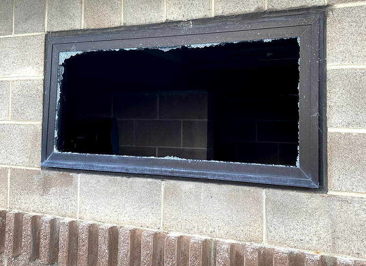 Batroom window destroyed