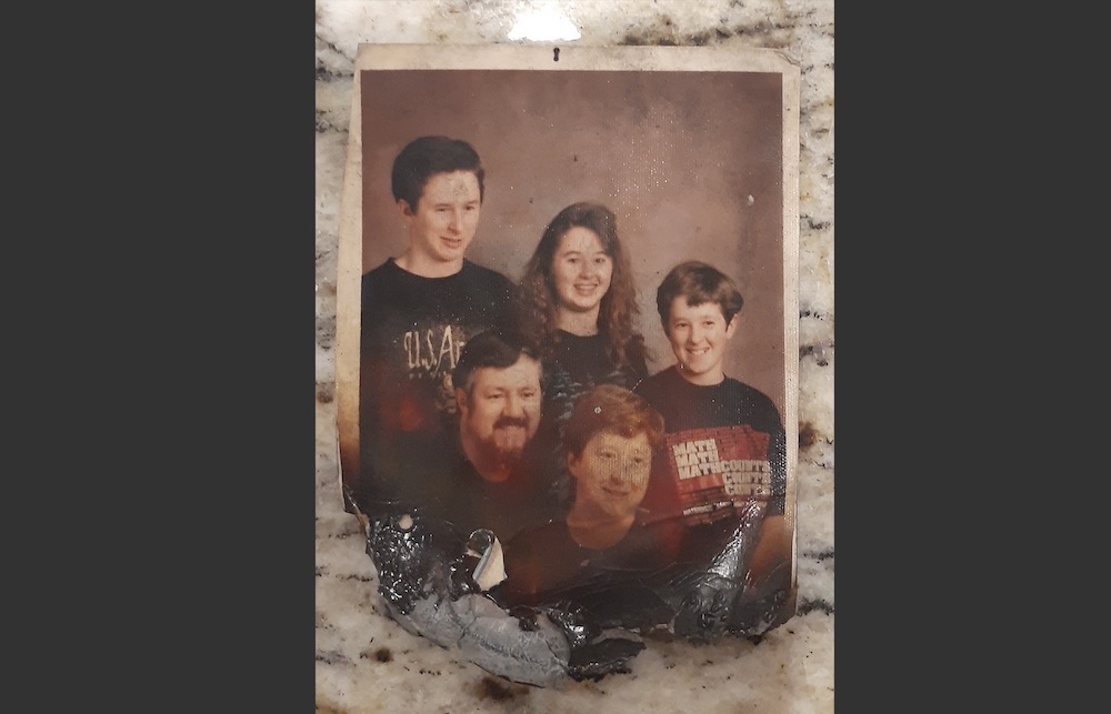 family photo charred by fire